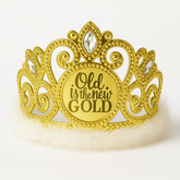 "Old is the New Gold" Flashing Tiara with Faux Fur Trim